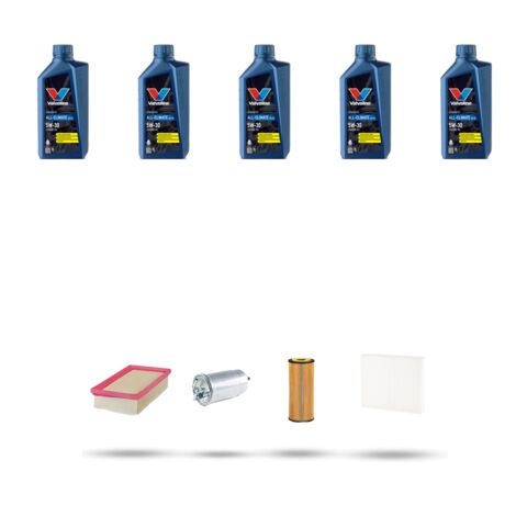 Kit tagliando 4 FILTRI e 5L OLIO compatibile con Vw New Beetle / Cabrio 1.9 TDI 74kw Dal 2000 al 2010