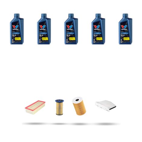 Kit tagliando 4 FILTRI e 5L OLIO compatibile con Vw Passat (362,365) 1.6 Tdi 77kw Dal 2010