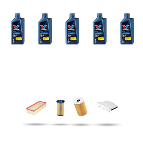 Kit tagliando 4 FILTRI e 5L OLIO compatibile con Vw Passat (362,365) 2.0 TDI 100kw Dal 2010