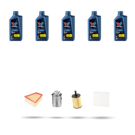 Kit tagliando 4 FILTRI e 5L OLIO compatibile con Vw POLO IV (9N) 1.4 TDI 51kw Dal 2005 al 2009