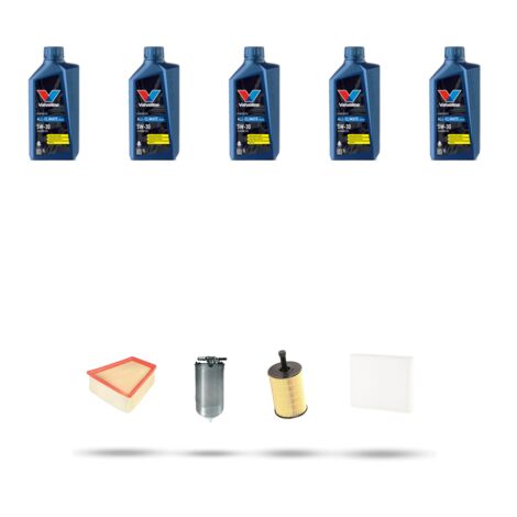 Kit tagliando 4 FILTRI e 5L OLIO compatibile con Vw POLO IV (9N) 1.9 SDI 47kw Dal 2002 al 2009