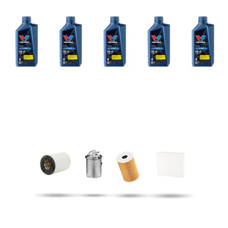 Kit tagliando 4 FILTRI e 5L OLIO compatibile con Vw POLO V (6R,6C) 1.6 TDI 55kw Dal 2009