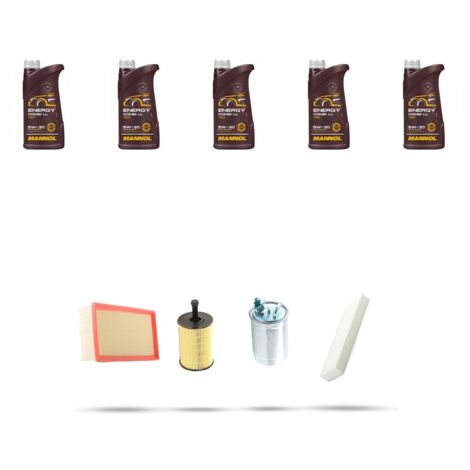 Kit tagliando 4 FILTRI e 5L OLIO compatibile con Vw Sharan I (7M) 1.9 TDI 110kw Dal 2005