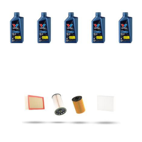 Kit tagliando 4 FILTRI e 5L OLIO compatibile con VW T-Cross 1.6 TDI 70kw Dal 2018