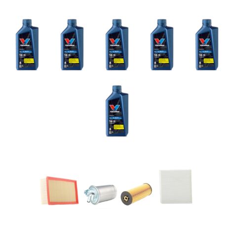 Kit tagliando 4 FILTRI e 6L OLIO compatibile con Audi A4 (B6,B7) 2.5 tdi v6 24v 131kw dal 2000 al 2005