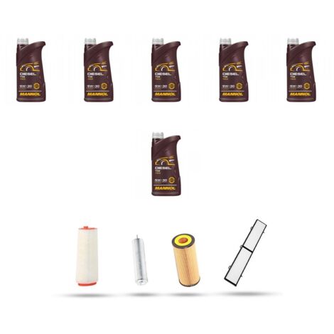 Kit tagliando 4 FILTRI e 6L OLIO compatibile con Bmw Serie 1 (E81,E82,E87,E88) 120d 120kw dal 2004 ql 2012