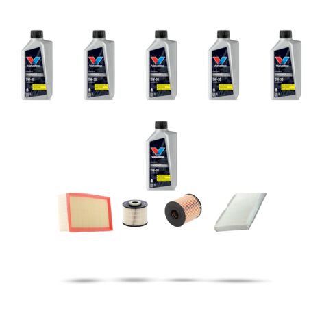 Kit tagliando 4 FILTRI e 6L OLIO compatibile con Citroen Ds4 2.0 Hdi 120kw dal 2011