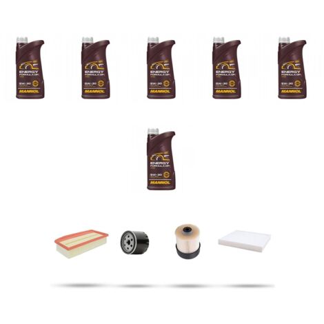 Kit tagliando 4 FILTRI e 6L OLIO compatibile con Dacia Sandero II 1.5 Dci 55kw dal 2013