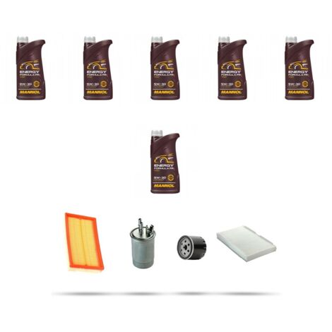 Kit tagliando 4 FILTRI e 6L OLIO compatibile con Ford Focus 1.8 TDdi 66kw dal 1998 al 2004