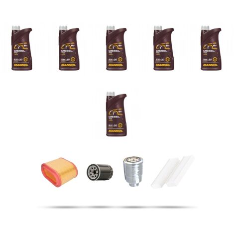Kit tagliando 4 FILTRI e 6L OLIO compatibile con Hyundai H1 Starex 2.5 TurboDiesel 74kw dal 2001
