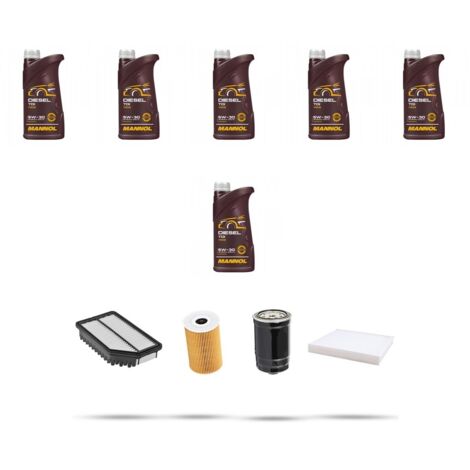 Kit tagliando 4 FILTRI e 6L OLIO compatibile con Hyundai ix20 1.4 CRDi 57kw dal 2011