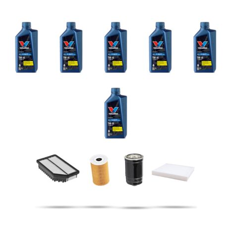 Kit tagliando 4 FILTRI e 6L OLIO compatibile con Hyundai ix20 1.4 CRDi 66kw dal 2010