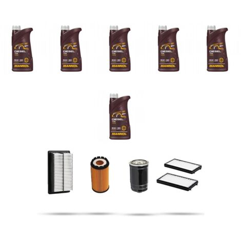Kit tagliando 4 FILTRI e 6L OLIO compatibile con Hyundai Santa FE I 2.0 CRDi 92kw dal 2004