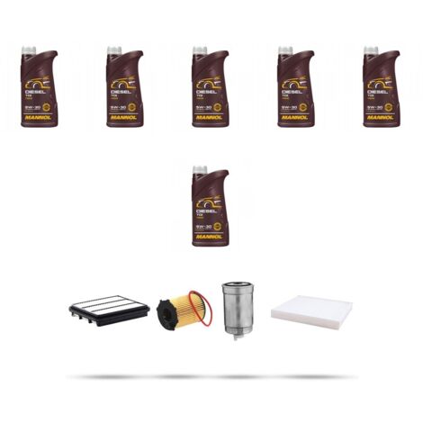 Kit tagliando 4 FILTRI e 6L OLIO compatibile con Hyundai Santa FE II 2.2 CRDi 114kw dal 2006
