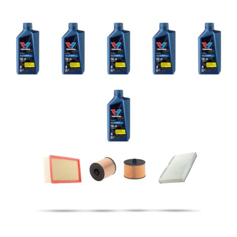 Kit tagliando 4 FILTRI e 6L OLIO compatibile con Peugeot 308 2.0 Hdi 100kw Dal 2007