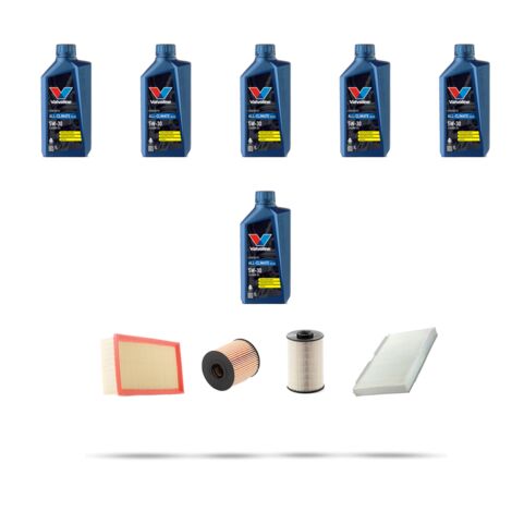 Kit tagliando 4 FILTRI e 6L OLIO compatibile con Peugeot 308 2.0 Hdi 120kw Dal 2009
