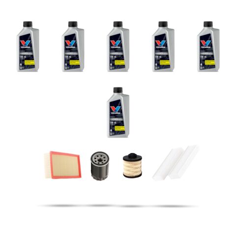 Kit tagliando 4 FILTRI e 6L OLIO compatibile con Peugeot 308 II 2.0 BlueHDi 110kw dal 2014