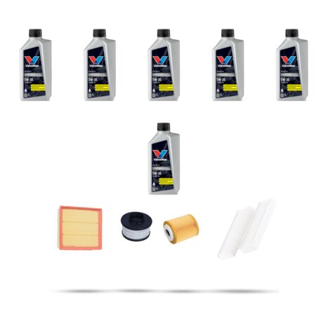 Kit tagliando 4 FILTRI e 6L OLIO compatibile con Peugeot Partner III (k9) 1.5 BlueHDI 96kw Dal 2018
