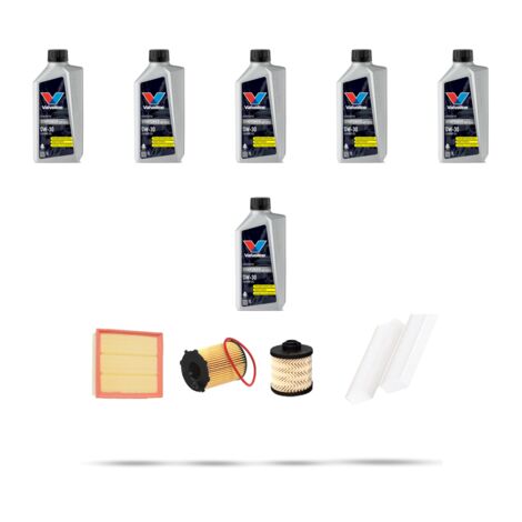 Kit tagliando 4 FILTRI e 6L OLIO compatibile con Peugeot Traveller 1.6 BlueHDI 70kw Dal 2016