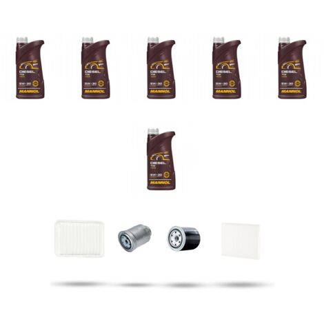 Kit tagliando 4 FILTRI e 6L OLIO compatibile con Toyota Avensis II (T25) 2.0 D-4d 85kw Dal 2003 al 2005