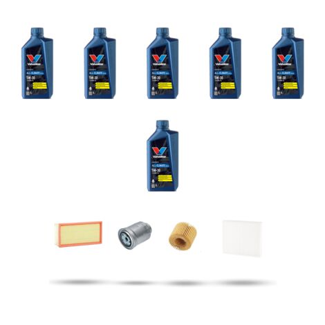 Kit tagliando 4 FILTRI e 6L OLIO compatibile con Toyota Avensis II (T25) 2.2 D-CAT 130kw Dal 2005 al 2008