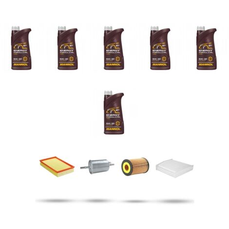Kit tagliando 4 FILTRI e 6L OLIO compatibile con Volvo S60 2.3 T5 184Kw dal 2000 al 2004