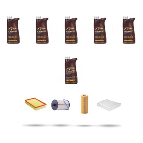 Kit tagliando 4 FILTRI e 6L OLIO compatibile con Volvo S60 2.4 CDI 85Kw dal 2003 al 2005