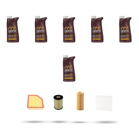 Kit tagliando 4 FILTRI e 6L OLIO compatibile con Volvo S60 II V60 Cross Country 2.0 D3 120kw dal 2010