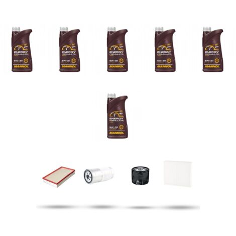 Kit tagliando 4 FILTRI e 6L OLIO compatibile con Volvo S80 2.5 TDi 103Kw dal 1999 al 2001