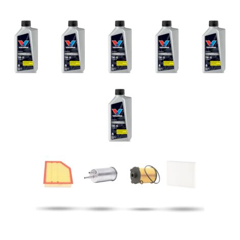 Kit tagliando 4 FILTRI e 6L OLIO compatibile con Volvo V40 II V40 Cross Country Dal 1.5 T3 112kw 2015