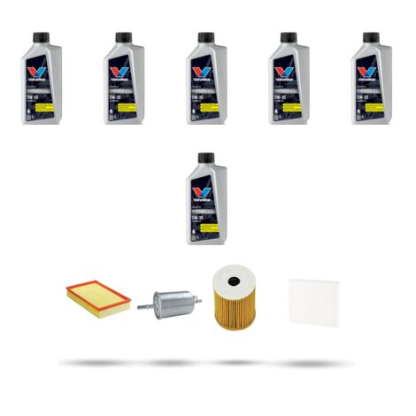Kit tagliando 4 FILTRI e 6L OLIO compatibile con Volvo V70 II 2.4 20V T5 191Kw dal 2004 al 2007