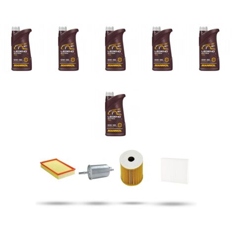 Kit tagliando 4 FILTRI e 6L OLIO compatibile con Volvo V70 II 2.4 20V T5 191Kw dal 2004 al 2007