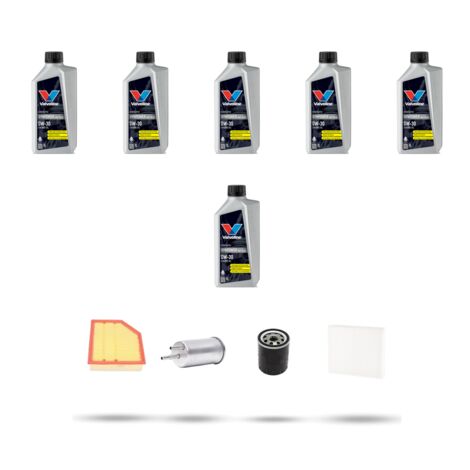 Kit tagliando 4 FILTRI e 6L OLIO compatibile con Volvo V70 III 2.0 T5 177Kw dal 2010 al 2014