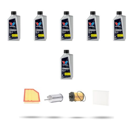 Kit tagliando 4 FILTRI e 6L OLIO compatibile con Volvo V70 III 2.0 T5 180Kw dal 2013 al 2016
