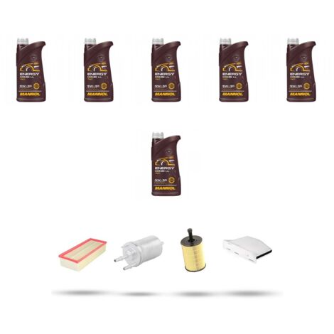 Kit tagliando 4 FILTRI e 6L OLIO compatibile con Vw Eos 3.6 FSI V6 191Kw dal 2009 al 2010