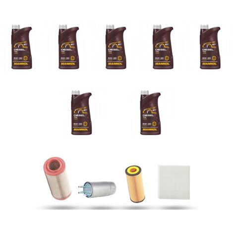 Kit tagliando 4 FILTRI e 7L OLIO compatibile con Alfa Romeo 159 (939) 2.4 Jtdm 20v 154kw dal 2007 al 2011