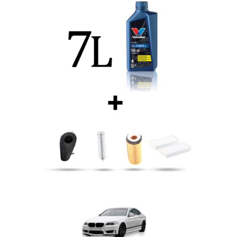 Kit tagliando 4 FILTRI e 7L OLIO compatibile con Bmw serie 5 (F10, F11, F18) 530d 180kw dal 2010 al 2011