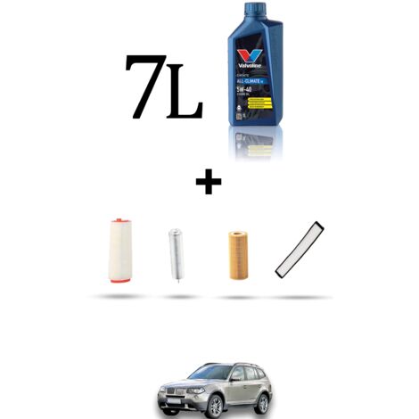 Kit tagliando 4 FILTRI e 7L OLIO compatibile con Bmw x3 (E83) 3.0d 155kw dal 2008 al 2010
