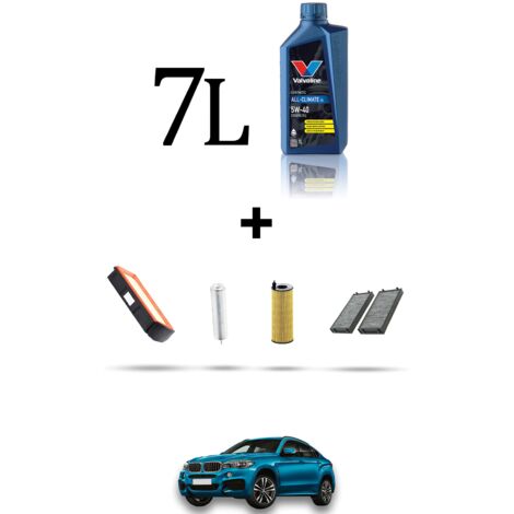 Kit tagliando 4 FILTRI e 7L OLIO compatibile con Bmw x6 (F16, F86) M50d 280kw dal 2014