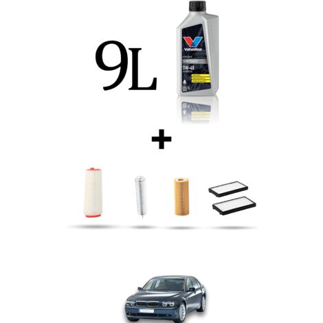 Kit tagliando 4 FILTRI e 9L OLIO compatibile con Bmw serie 7 (E65,E66) 730d 160kw dal 2002