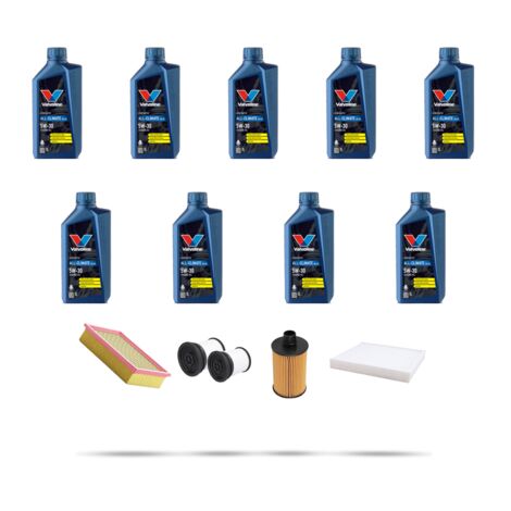Kit tagliando 4 FILTRI e 9L OLIO compatibile con Jeep Grand Cherokee IV (WK,Wk2) 3.0 CRDi 177kw dal 2011