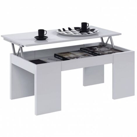KIT TAVOLO CAFF ELEV 50X100X43/54H BIANCO LUCIDO