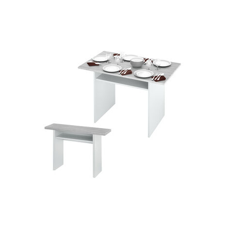 KIT TAVOLO CONSOLLE CM. 35/70X120X75H BIANCO/CEMENTO