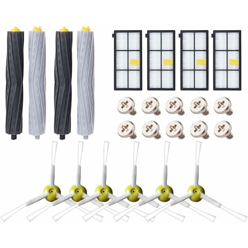 Kit Pièces Accessoires Compatible avec Roomba Serie 800 805 850 860 865 866 870 871 880 886 890 891 895 896 900 960 965 966 980 Filtres et Brosses