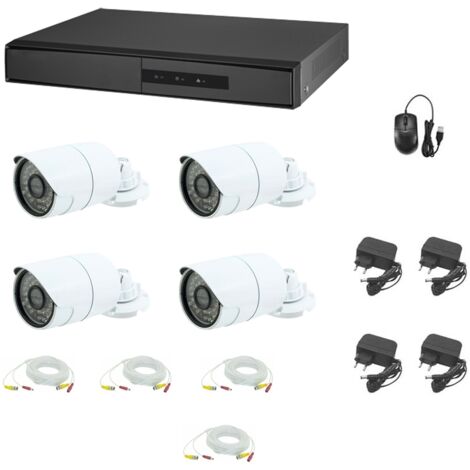KIT TELECAMERE VIDEOSORVEGLIANZA AHD 4 TELECAMERE 5 MPX CAVI 20 MT
