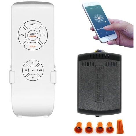 BSR Kit telecomando universale per piccoli ventilatori da soffitto con 3 telecomandi wireless per la regolazione della velocità e il controllo della luce