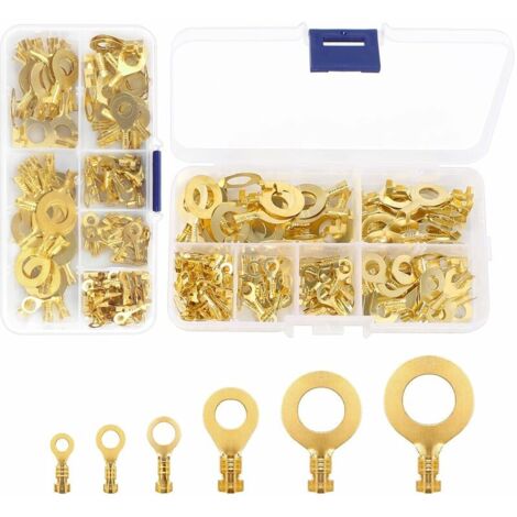 Kit terminali da 300 pezzi Capicorda elettrici Terminali ad anello in rame Connettore ad anello a crimpare M3 M4 M5 M6 M8 M9 M10 Assortimento di connettori a crimpare per cavi per modelli di auto moto