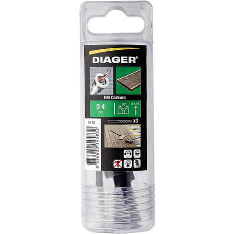 Kit terrasse : fraisoir carbure 45° perçage diamètre 4mm pour vis de 4,5 à 6mm