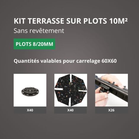 Kit Terrasse sur Plots Sans Revêtement 10M² - Sans Profilé - 8/20 mm