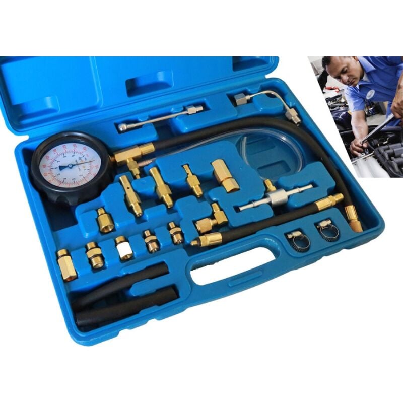Trade Shop - Kit Tester Pressione Di Compressione Motore Misuratore Pistone Cilindri 20pz -